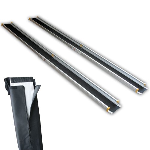 Mobil rámpa 137-244 cm 1 db széthúzható összetolható teleszkópos tolókocsi/kiskocsi rámpa 100 kg/db 200 kg/pár teherbírás. Jó ár - érték arány.