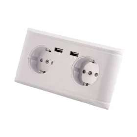   Hálózati dupla konnektor 2 USB aljzattal Süllyesztett USB aljzatos fehér hálózati csatlakozó