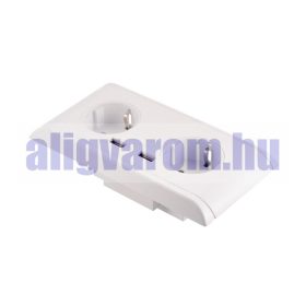   Hálózati dupla konnektor 2 USB aljzattal Süllyesztett USB aljzatos fehér hálózati csatlakozó