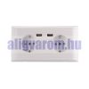 Hálózati dupla konnektor 2 USB aljzattal Süllyesztett USB aljzatos fehér hálózati csatlakozó