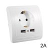 Hálózati konnektor 2 USB aljzattal Süllyesztett USB aljzatos fehér hálózati csatlakozó 230V