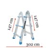 Kétágú létra széthúzható kinyitható 3 méter magas összehajtható, összetolható 2x5 létrafok