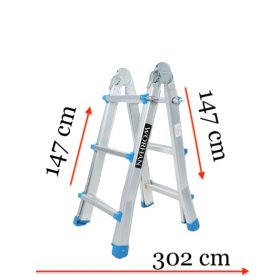   Kétágú létra széthúzható kinyitható 3 méter magas összehajtható, összetolható 2x5 létrafok