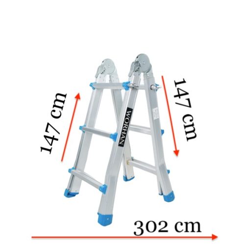 Kétágú létra széthúzható kinyitható 3 méter magas összehajtható, összetolható 2x5 létrafok