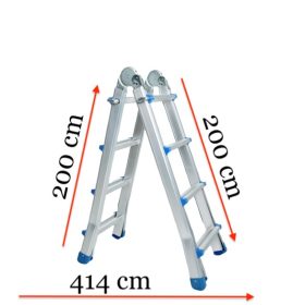   Kétágú létra széthúzható kinyitható 4,1 méter magas összehajtható, összetolható 2x7 létrafok