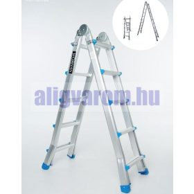   Kétágú létra széthúzható kinyitható 5,87 méter magas összehajtható, összetolható 2x9 létrafok
