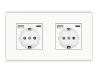 Hálózati dupla konnektor fali csatlakozóaljzat 2 db USB-porttal és C csatlakozóval süllyesztett USB aljzatos fehér hálózati csatlakozó 16A