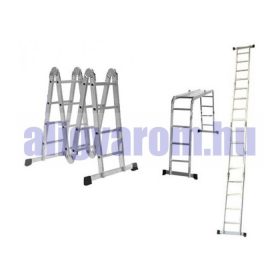   Összecsukható létra és állvány 3,7 méter magas 4 részes összehajtható 4x3 létrafok. Összecsukva csak 100 cm hosszú!