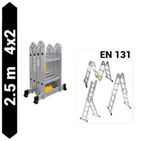   Többfunkciós csuklós létra 2,5 méter magas 4 részes összehajtható, összecsukható, 4x2 létrafok. Összecsukva csak 72 cm hosszú!