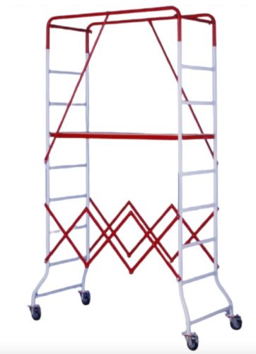 Kompakt ÖSSZECSUKHATÓ szerelőállvány, moduláris állványzat ami teljesen ideális belső terekhez, 369 cm magas