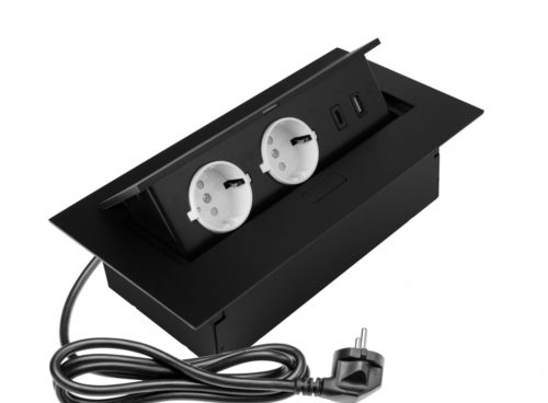 Asztallapba pultba süllyeszthető dupla konnektor 1 darab USB-A és 1 darab USB-C csatlakozóval