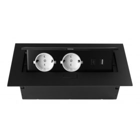   Asztallapba pultba süllyeszthető dupla konnektor 1 darab USB-A és 1 darab USB-C csatlakozóval