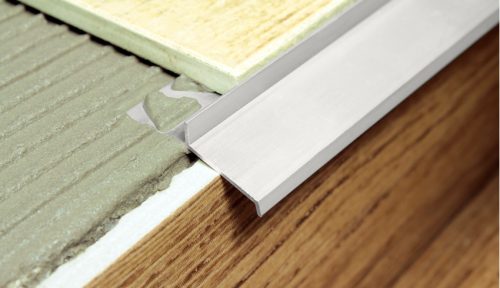 AV Erkély vízvető teraszszegély ezüst eloxált matt 20x6x2500 mm balkon profil padlólap alá terasz lépcső teraszprofil balkonszegély