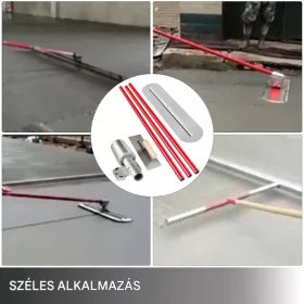   Kézi betonlehúzó és betonsimító 90 × 20 cm – állítható fejjel, 3 × 1,8 m-es nyéllel