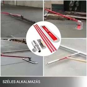   Kézi betonlehúzó és betonsimító 120x30 cm állítható fejjel, 3x1,8 m-es nyéllel