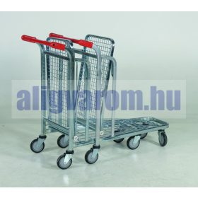   Bevásárlókocsi, kétszintes szállítókocsi, húzható, összetolható  kézikocsi 300 kg teherbírás