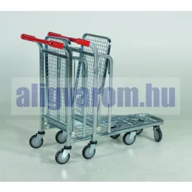   Bevásárlókocsi, kétszintes szállítókocsi, húzható, összetolható  kézikocsi 300 kg teherbírás