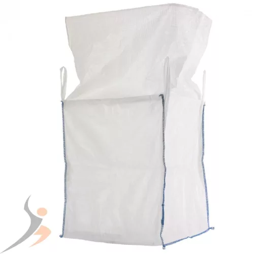 Big Bag zsák 1000 kg 4 füles köténnyel. Felül szoknyás hevederfüles zsák DIN EN ISO 21898 szerint 90x90x110 cm 