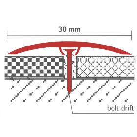   OX 30x90 Burkolatváltó profil szintkülönbség kiegyenlítő matt ezüst Ajtó küszöb helyett 30 mm széles 90 cm hosszú 0-6 mm magasságkülönbség ragasztócsík nélkül