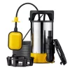 Szennyvízszivattyú rozsdamentes inox lapos szívású búvárszivattyú 750 W 14000 l/h 8 méter emelésű zagyszivattyú