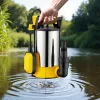 Szennyvízszivattyú rozsdamentes inox lapos szívású búvárszivattyú 750 W 14000 l/h 8 méter emelésű zagyszivattyú