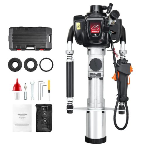 Benzines kerítés oszlop leverő 37,7 cm³, 4 ütemű motor, 3 cserélhető fej oszlopverő gép