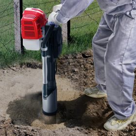   Benzines oszlopverő gép 52 cm³, 2 ütemű motor, 3 cserélhető fej kerítés oszlop leverő