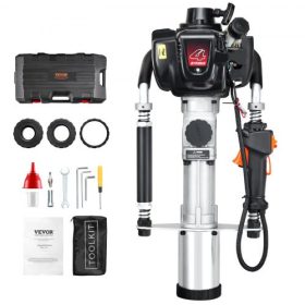   Benzines oszlopverő gép kerítéshez 37,7 cm³, 4 ütemű motor, 3 cserélhető fej cölöpverő