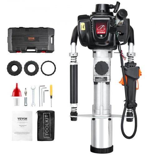 Benzines oszlopverő gép kerítéshez 37,7 cm³, 4 ütemű motor, 3 cserélhető fej cölöpverő