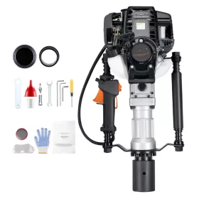   Benzines oszlopverő gép 37,7 cm³, 4 ütemű motor, 2 cserélhető fej kerítés oszlop leverő cölöpverő