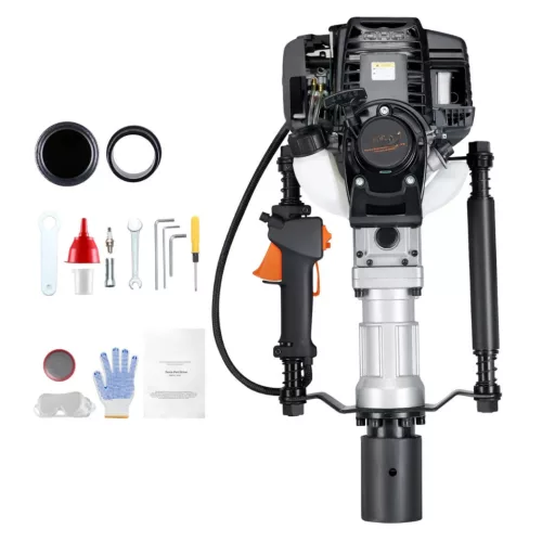 Benzines oszlopverő gép 37,7 cm³, 4 ütemű motor, 2 cserélhető fej kerítés oszlop leverő cölöpverő