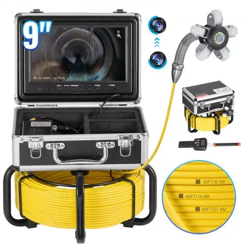 Ipari csatornavizsgáló kamera 30m ⌀23mm 1080P 9" kijelző, 512 Hz helymeghatározó