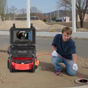   Ipari csatornavizsgáló kamera 30m ⌀23mm, 1080P 9" kijelző, 512 Hz jeladó, önbeálló lencse