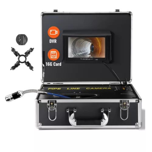 Ipari csőkamera 30m ⌀25mm 1000TVL 7" LCD kijelző, 130° látószög 