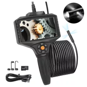   Ipari endoszkóp kamera 5m 5" kijelző, 32 GB TF-kártya, 8+2 LED, 3 lencse
