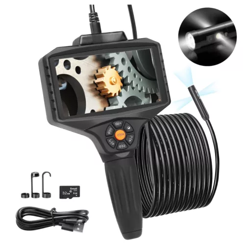 Ipari endoszkóp kamera 5m 5" kijelző, 32 GB TF-kártya, 8+2 LED, 3 lencse