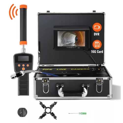 Ipari csőkamera 40m ⌀25mm 7" LCD kijelző, 16GB SD kártya, 512Hz lokátor