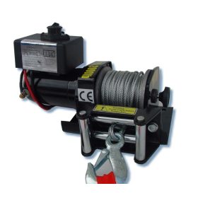   Távirányítós elektromos csörlő vontató motoros drótkötél 12V 900 kg 2000 LBs kábeles távirányító