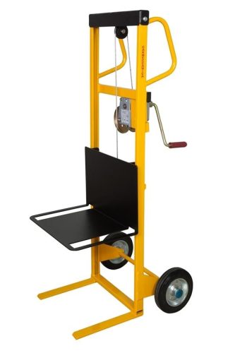 Molnárkocsi emelőlappal Csörlős molnárkocsi emelőköteles kézikocsi 100 kg 900 mm