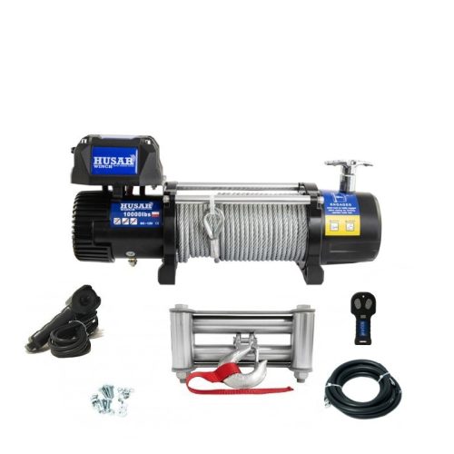 12V 10000 lb/ 4536 kg nagy teherbírású, elektromos csörlő, vezeték nélküli távirányítóval, drótkötéllel, vontató csörlő 