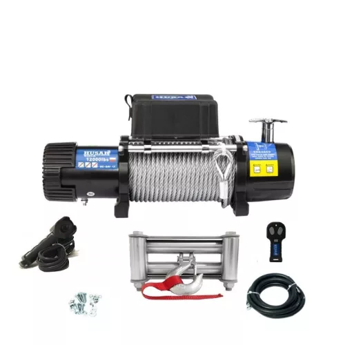  24V 12000 lb/ 5443 kg nagy teherbírású, elektromos csörlő, vezeték nélküli távirányítóval, drótkötéllel, vontató csörlő 
