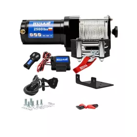  12V 2500 lb/ 1134 kg teherbírású, elektromos csörlő, vezeték nélküli távirányítóval, drótkötéllel, vontató csörlő 