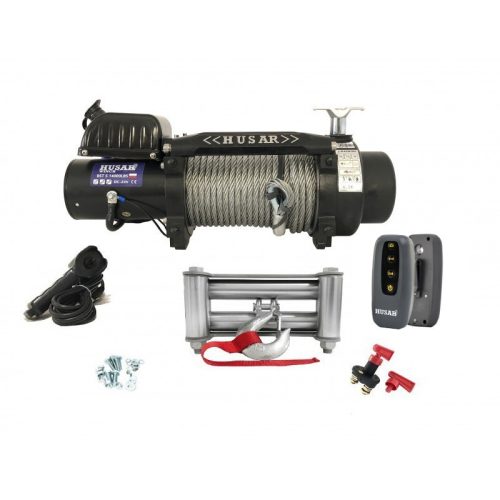 24V 14000 lb/ 6350 kg nagy teherbírású, elektromos csörlő, vezeték nélküli távirányítóval, drótkötéllel, vontató csörlő 