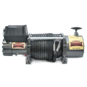   24V 18000 lb/ 8165 kg nagy teherbírású, elektromos csörlő, vezeték nélküli távirányítóval, szintetikus kötéllel acél kampóval. Autómentő csörlő, vontató csörlő