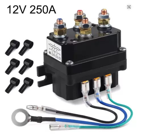 Csörlő mágneskapcsoló 12V 250A csörlő relé – nagy terhelésű, korrózióálló vezérlőegység elektromos csörlőkhöz