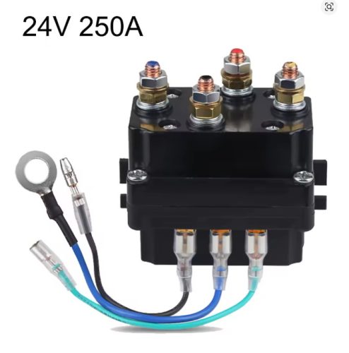 Csörlő mágneskapcsoló 24V 250A csörlő relé – nagy terhelésű, korrózióálló vezérlőegység elektromos csörlőkhöz