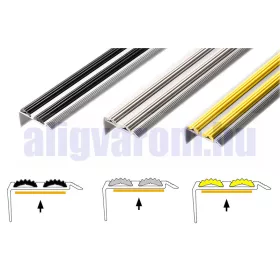   Lépcső élvédő gumírozott csúszásmentesítő sarokprofil 134 cm sárga