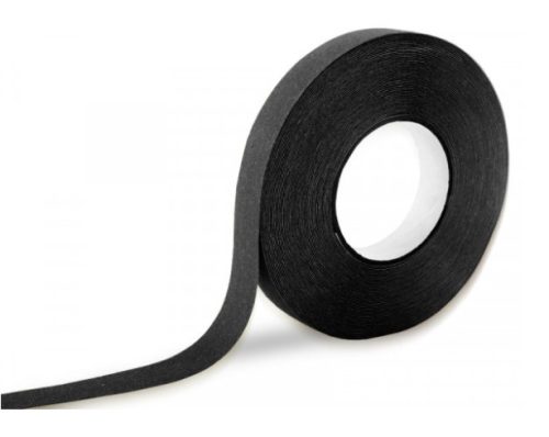 Csúszásgátló csúszásmentesítő szalag 25 mm széles 18,3 m hosszú fekete öntapadós vízálló, időjárás álló ragasztós csík öntapadó