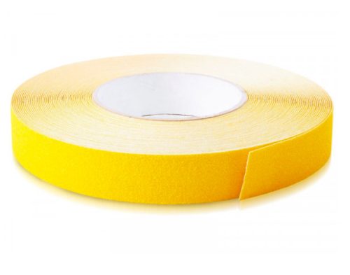 Csúszásgátló csúszásmentesítő szalag 25 mm széles 18,3 m hosszú sárga öntapadós vízálló, időjárás álló ragasztós csík öntapadó
