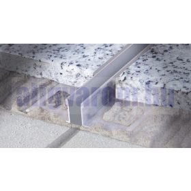 Dilatációs inox burkolatváltó profil rozsdamentes 8-10-12 mm magas 10 mm széles szürke betét